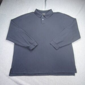 LLBean Polo Shirt Mens XL Blue Classic Fit Casual Button Up Long Sleeve